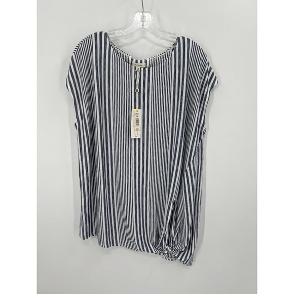 Max Studio Wear It 2 Ways Sleeveless Tunic Size 1X NWT Striped Navy and White - Picture 1 of 11